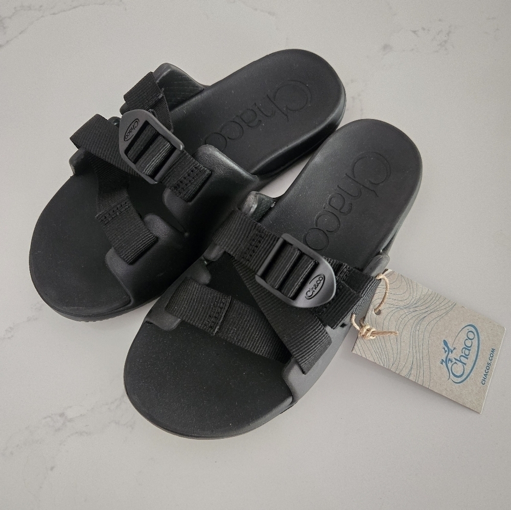 NEW Chaco Chillos Black Kids Slip-On Slide Sandals Size 2 Youth Waterproof